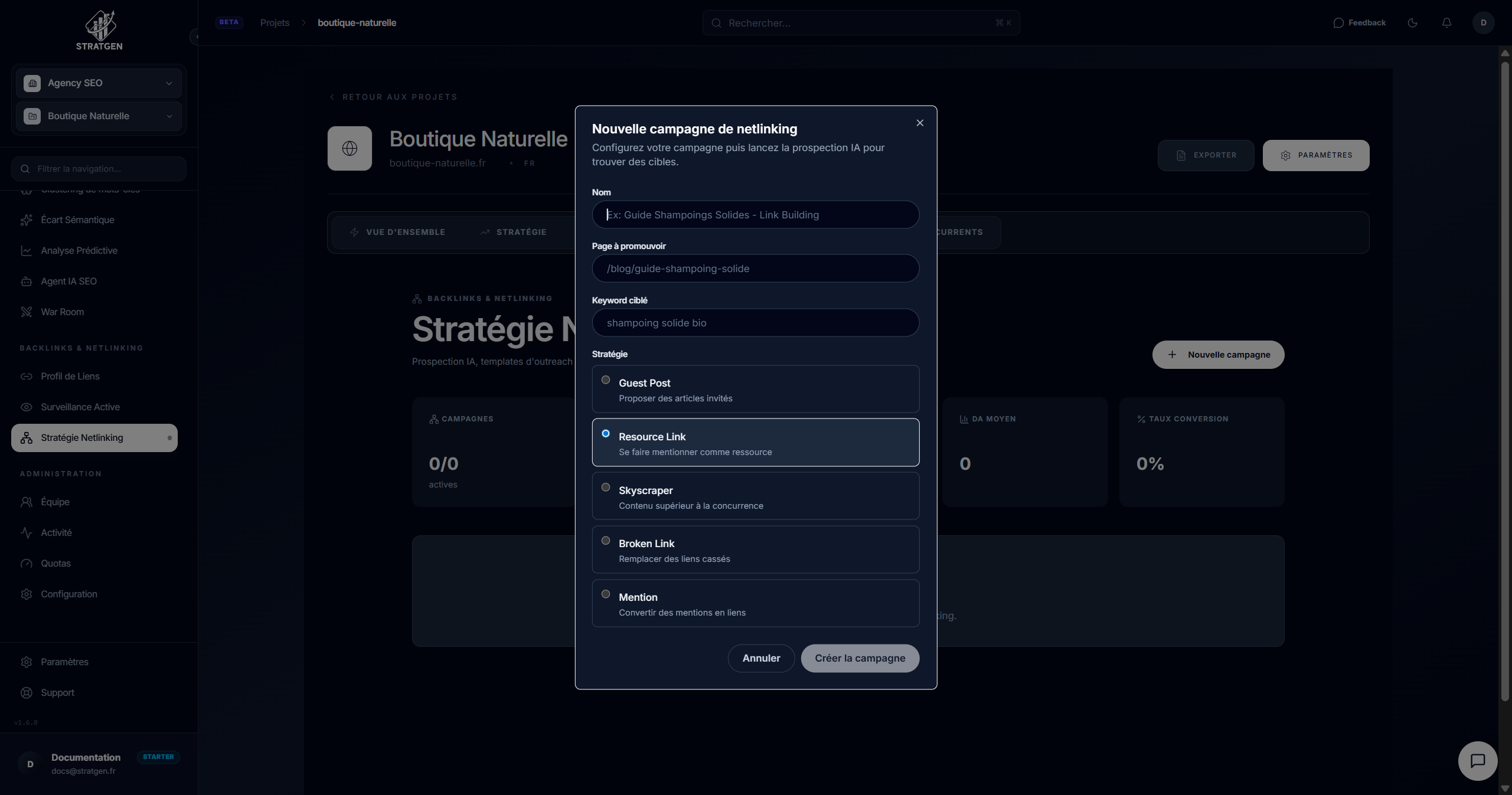 Tableau de suivi des campagnes d'outreach